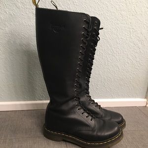 Dr. Martens Knee High Black Combat  Boots 20 eye